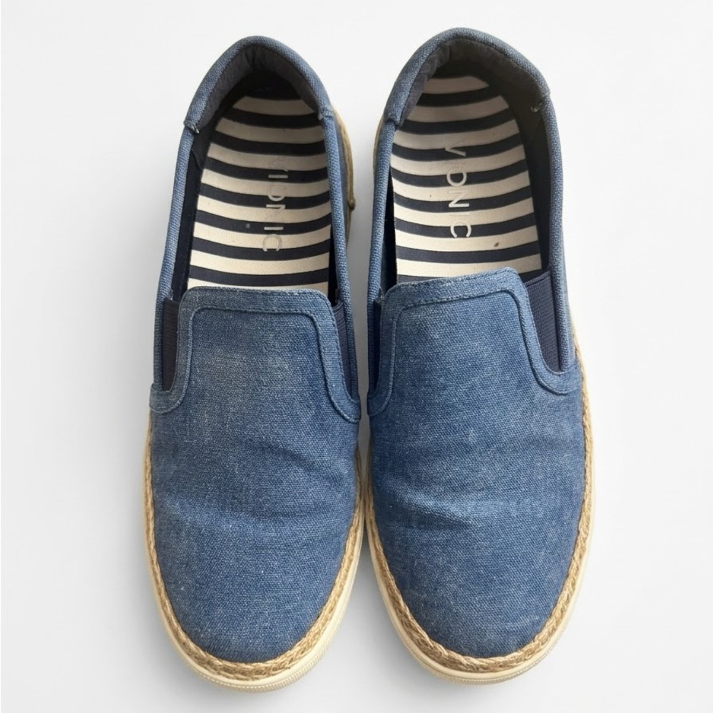 Vionic Rae Denim Canvas Slip-On Espadrille Sneakers Size 7